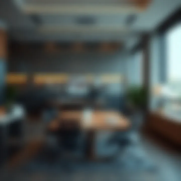 Modern office furniture in a sleek workspace