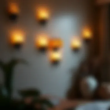 Artistic arrangement of wall sconces creating ambient lighting