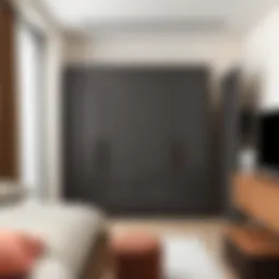 Sleek modern wardrobe with minimalist design in a stylish room