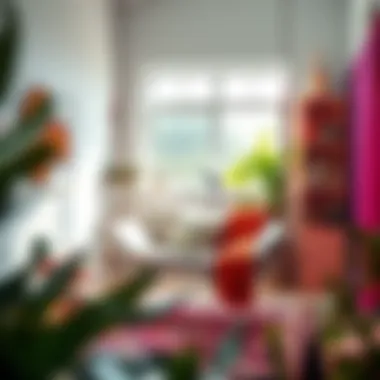 Trendy home swing with vibrant colors in a cozy nook