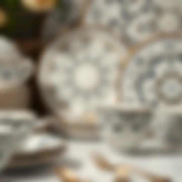 Intricate Designs in Fine China A close-up of fine china patterns showcasing intricate designs