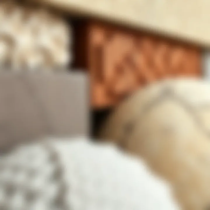 Close-up of various materials used in fireplace units, showcasing texture and quality.