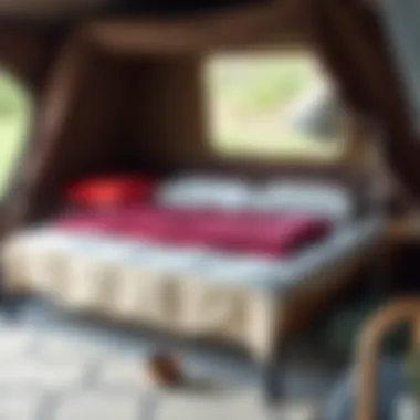 Portable camping bed ready for travel