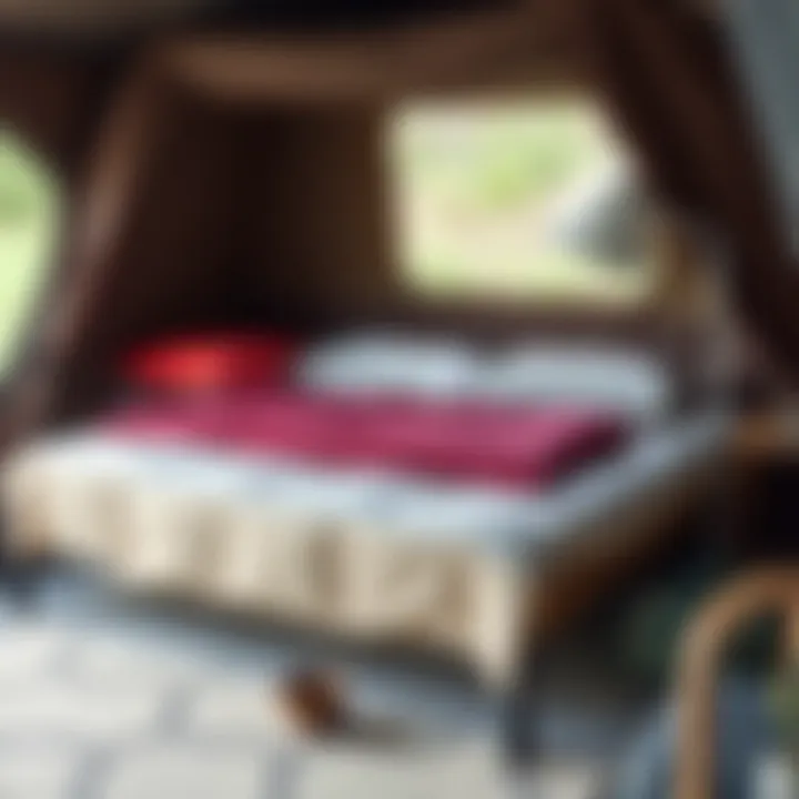 Portable camping bed ready for travel