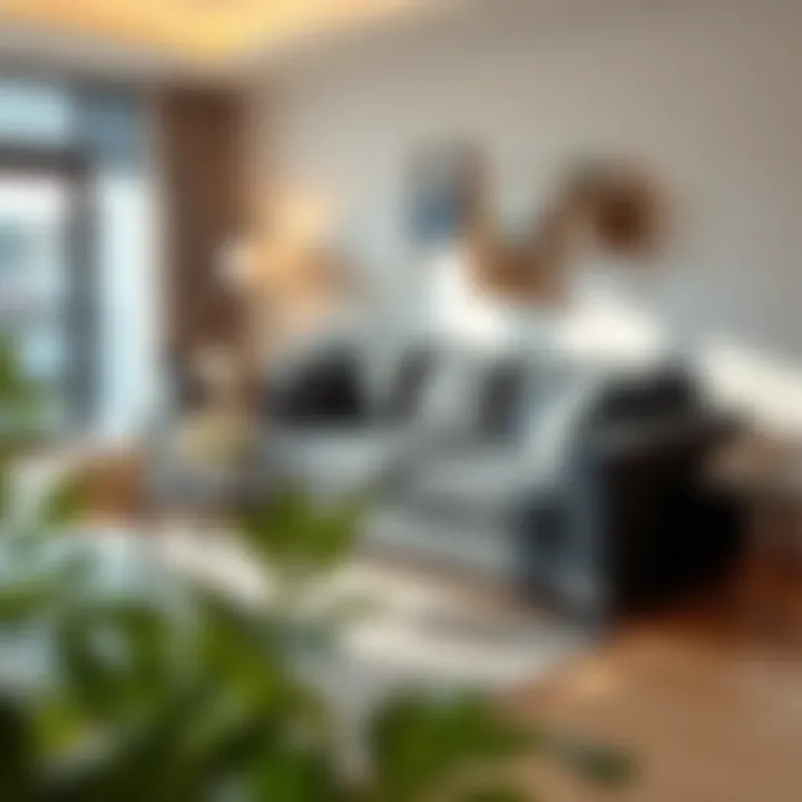 Elegant foldable couch with mattress functionality in a modern living room setting