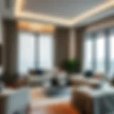 Elegant living room featuring modern curtains