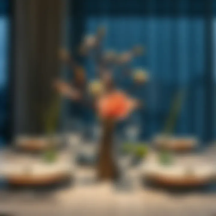 Decorative four-person table with unique centerpieces