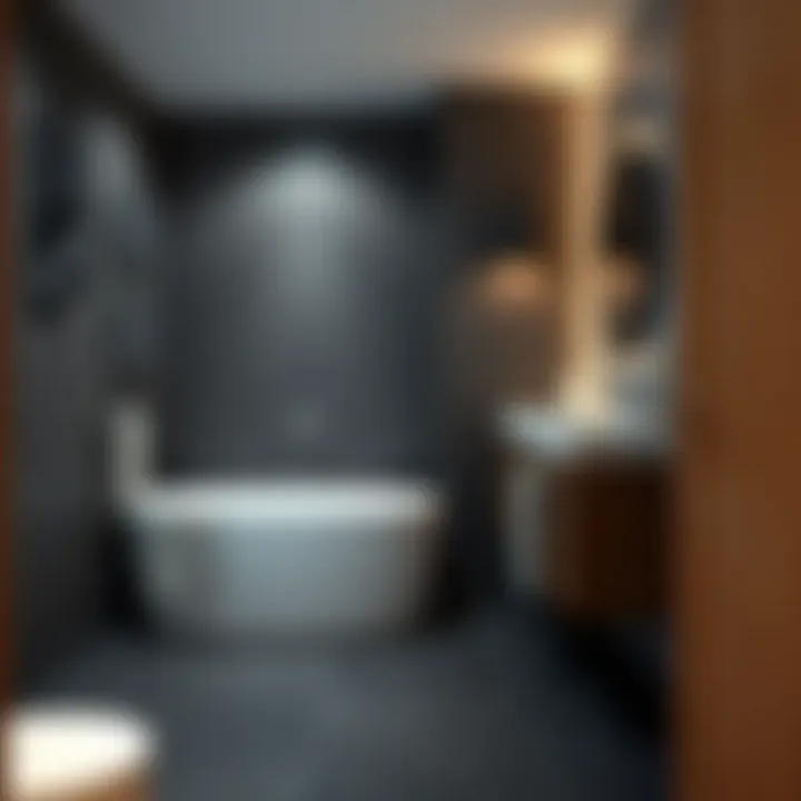 3D rendering of a stylish bathroom layout