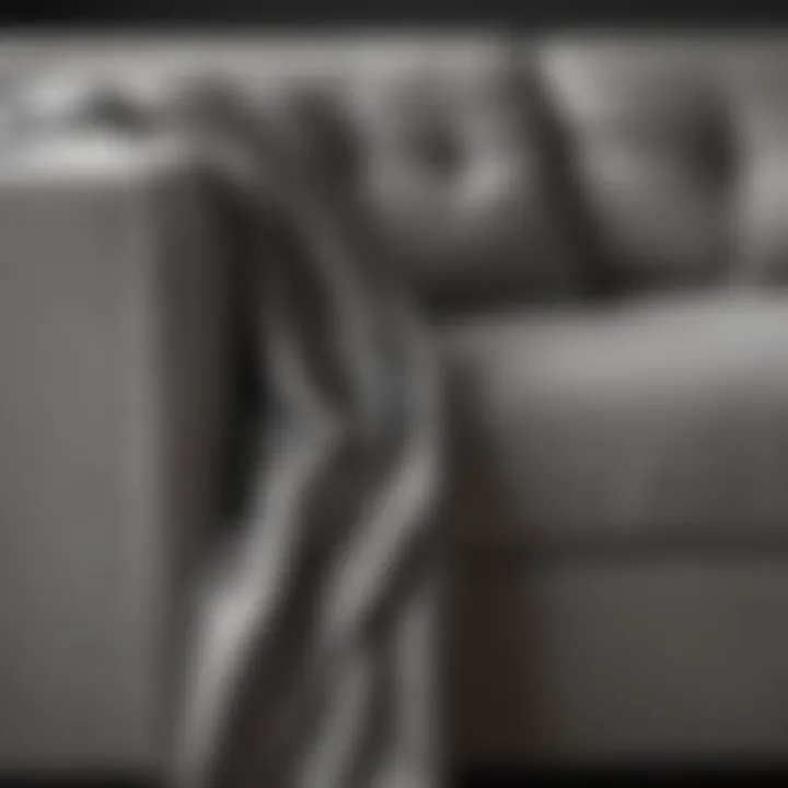 Close-up of a textured gray sofa cover