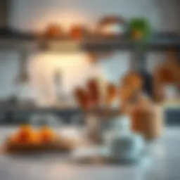 Elegant kitchen utensils arranged aesthetically