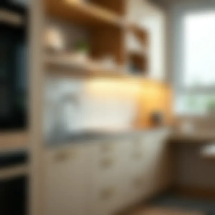 Close-up of functional kitchen cabinet features