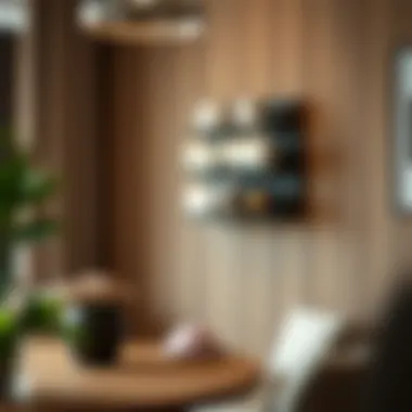 Practical Mug Storage Solution Functional wall-mounted mug holder in a cozy dining area