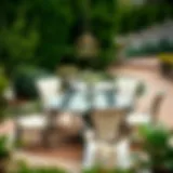 Elegant outdoor dining set set up in a garden