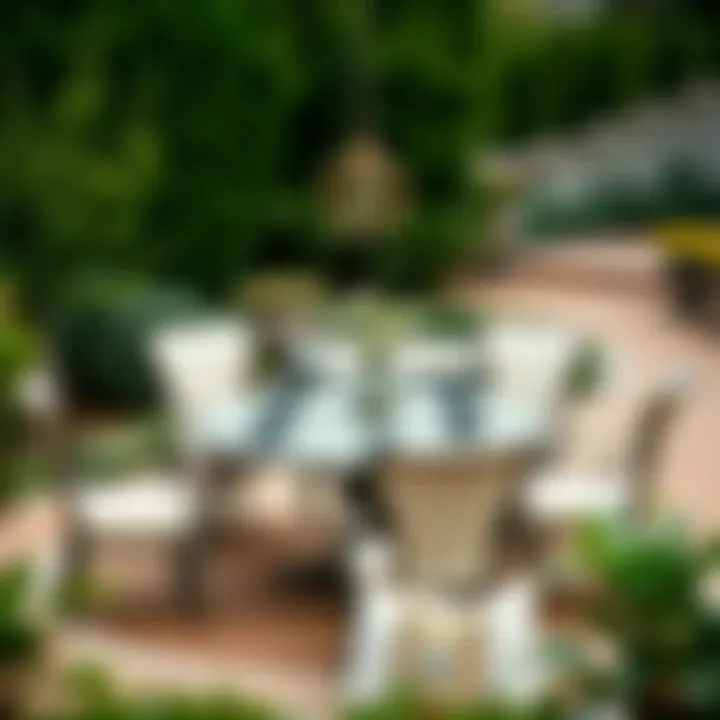 Elegant Outdoor Dining Set Elegant outdoor dining set set up in a garden