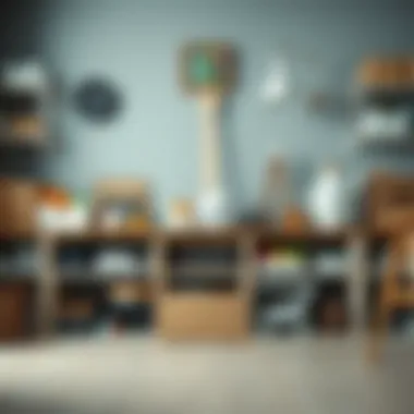 Organized Storage Space Organized storage space with various items neatly placed in boxes