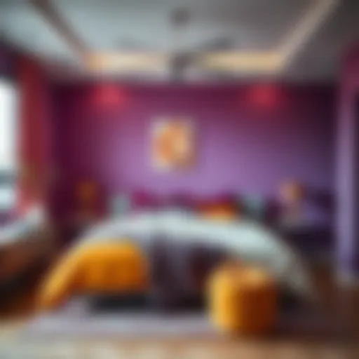 Contemporary bedroom decor showcasing vibrant colors