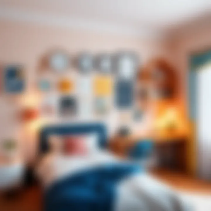 Creative wall decor in a teen room showcasing personal style