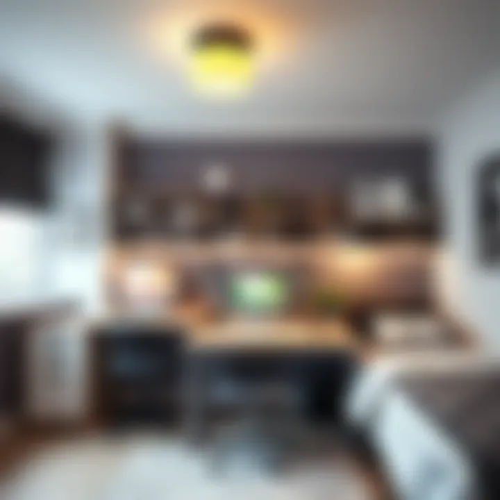 Functional workspace in a teen bedroom with organized study area