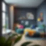 Stylish teen bedroom with modern furniture and vibrant decor