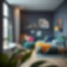 Stylish teen bedroom with modern furniture and vibrant decor