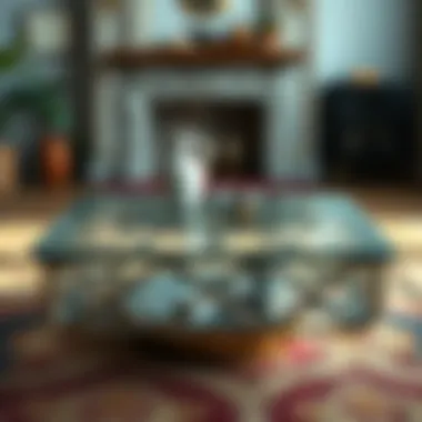 Stylish glass coffee table with intricate design