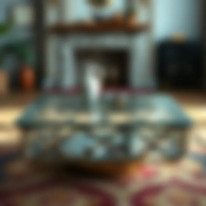 Stylish glass coffee table with intricate design