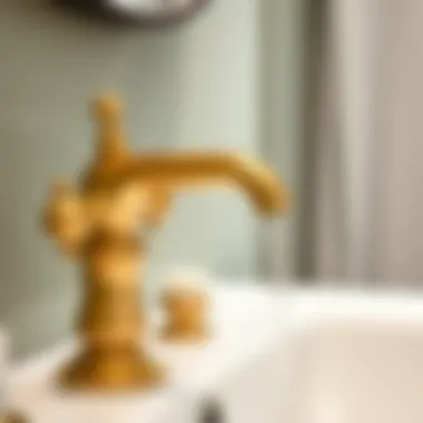 Close-up of luxurious finish on a gold faucet