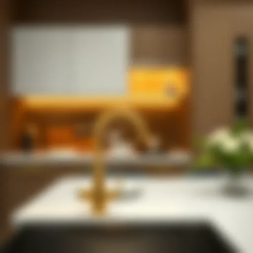 The Elegance of Gold in Kitchen Design Elegant gold kitchen faucet in a modern kitchen setting