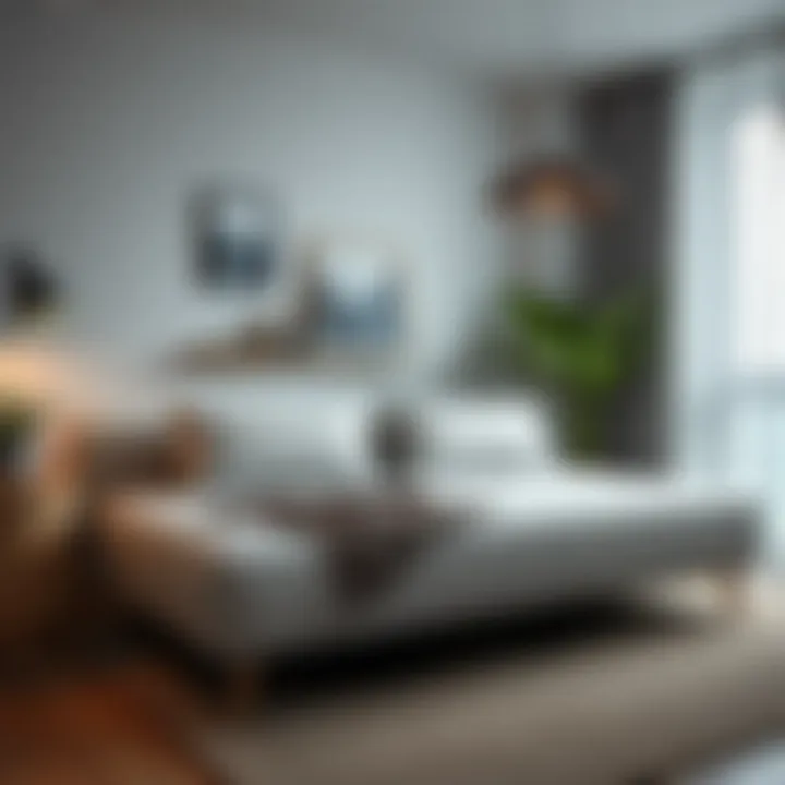 Gray Sofa Bed in Modern Interior Gray sofa bed complementing contemporary interior decor