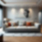 Stylish gray sofa bed in a modern living room