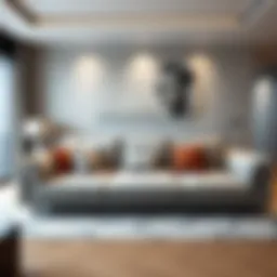 Stylish gray sofa bed in a modern living room