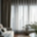 Elegant gray sheer curtain enhancing modern interior decor