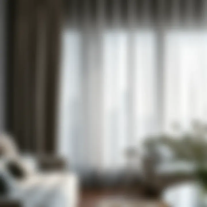 Elegant gray sheer curtain enhancing modern interior decor