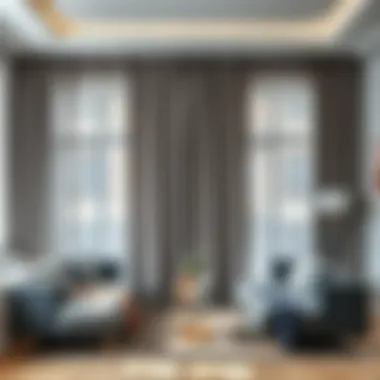 Living room adorned with gray sheer curtains for a stylish ambiance