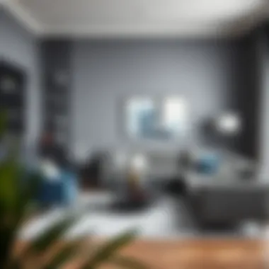 Combination of gray and blue furniture in a stylish interior