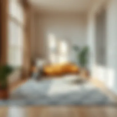 Cozy reading nook with gray rug and warm decor