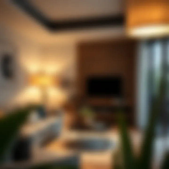 Decorative motion-sensitive lamp in a modern living room