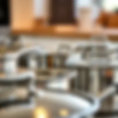 A close-up of high-quality stainless steel cookware with a shiny finish