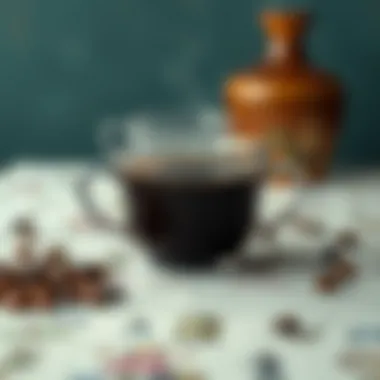 Historical evolution of coffee cups depicted through illustrations.