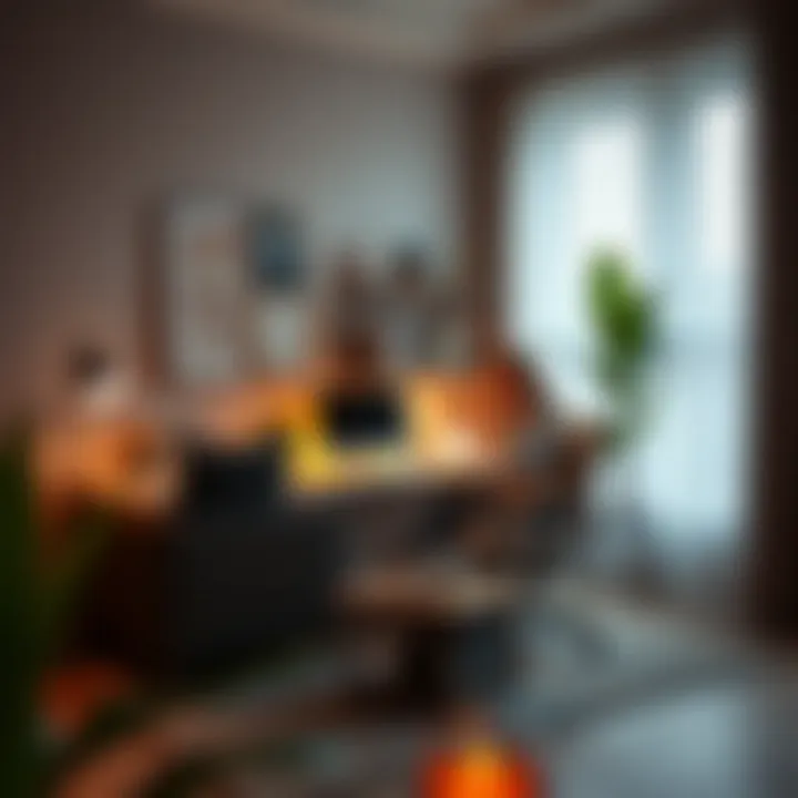 Home office designed for productivity with warm lighting