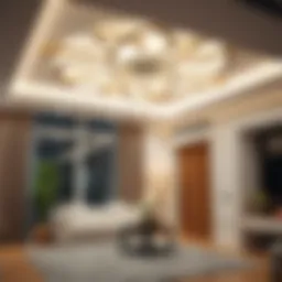 Elegant illuminated ceiling decoration enhancing modern interiors