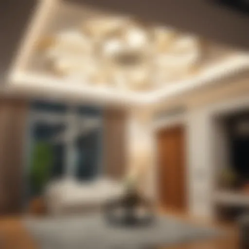 Elegant illuminated ceiling decoration enhancing modern interiors