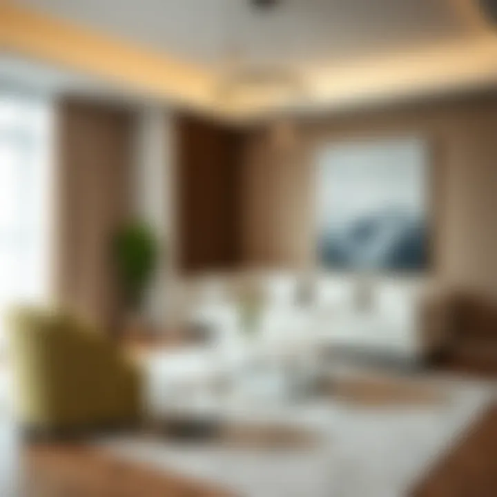 Fine cut rug harmoniously blending with contemporary furniture