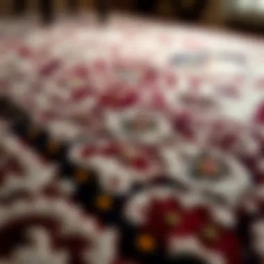 Close-up of intricate patterns on a fine cut rug