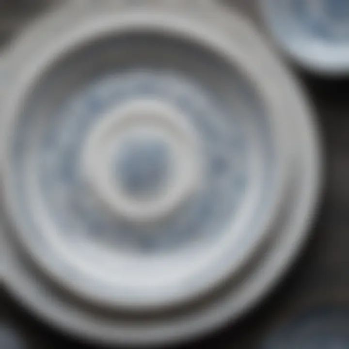 Close-up of intricate designs on porcelain plates