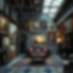 A vibrant art gallery showcasing various paintings