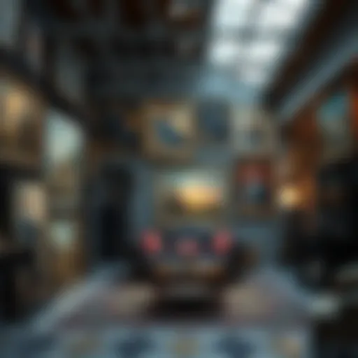 A vibrant art gallery showcasing various paintings