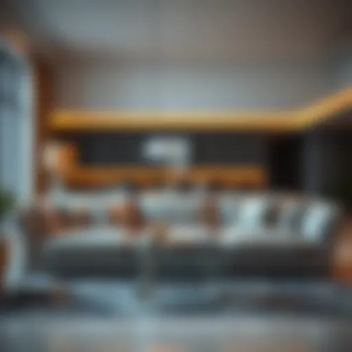 Luxurious fabric sofa in a modern living room setting