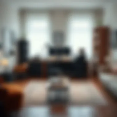 Efficient Home Office Setup An organized home office with functional furniture and decor