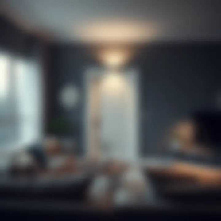 Contemporary living space illuminated by minimalist door top sconce